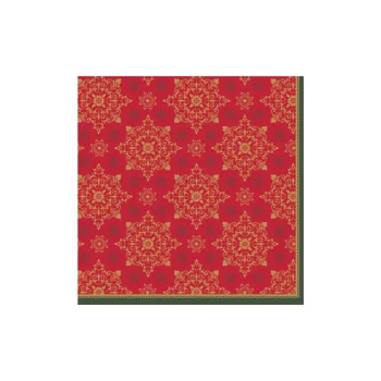 Duni soft ubrousky tmavé červené s Vánočním ornamentem 40x40cm 12ks