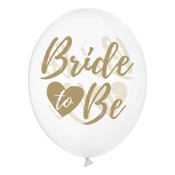 PartyDeco Balonek latex průhledný nápis Bride to Be zlatý 30 cm