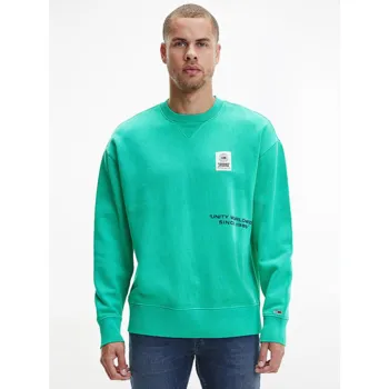 Tommy Jeans zelená mikina WASHED GRAPHIC CREW