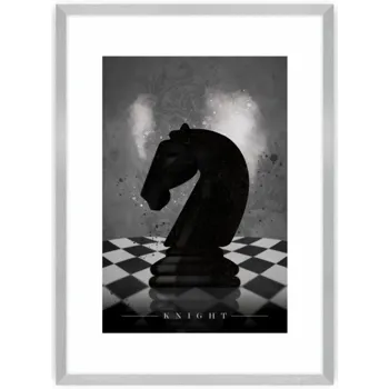 Dekoria Plakát Chess III, 30 x 40 cm, Ramka: Srebrna