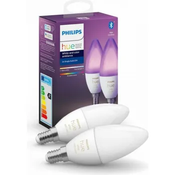 Philips Hue White and Color Ambiance Bluetooth LED žárovka E14 set 2ks 8719514356719 2x4W 2x470lm 2000-6500K RGB