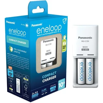 Panasonic Eneloop Charger BQ-CC50 + 2 x R6/AA Eneloop 2000mAh BK-3MCCE K-KJ50MCC20E