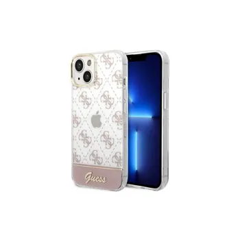 Pouzdro Guess iPhone 14 Plus 4G Pattern Script růžové