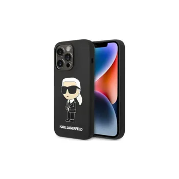 Pouzdro Karl Lagerfeld iPhone 14 Pro Silicone Ikonik černé