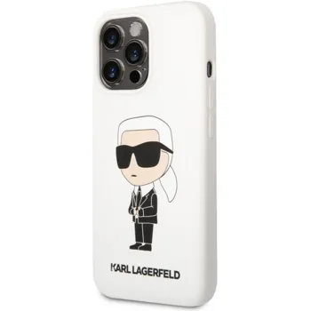 Pouzdro Karl Lagerfeld Liquid Silicone Ikonik NFT iPhone 13 Pro bílé