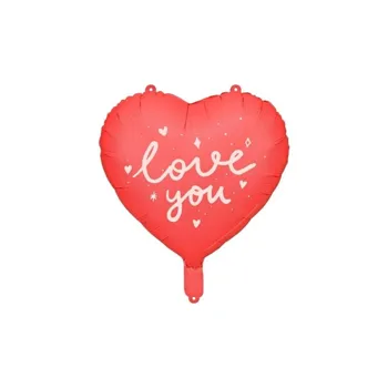 PartyDeco Balónek fóliový Srdce červené "Love you" 35 cm