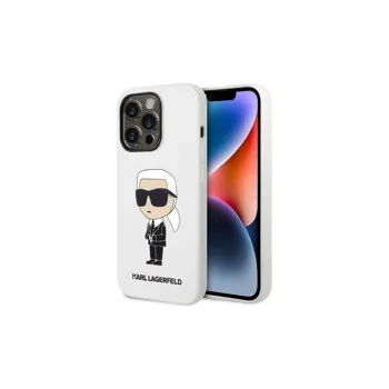 Pouzdro Karl Lagerfeld iPhone 14 PRO Silicone Ikonik bílé