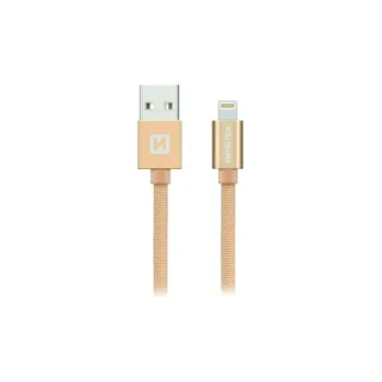 Swissten 71524304 USB 2.0 typ A na Lightning, USB 2.0, zástrčka A - zástrčka Lightning, MFi, opletený, 2m, zlatý