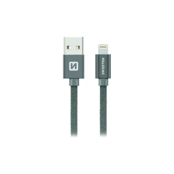 Swissten 71523302 USB 2.0 typ A na Lightning, USB 2.0, zástrčka A - zástrčka Lightning, opletený, 2m, šedý