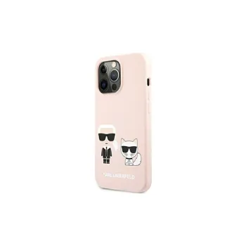 Pouzdro Karl Lagerfeld Slilicone Karl & Choupette Magsafe iPhone 13 Pro Max růžové