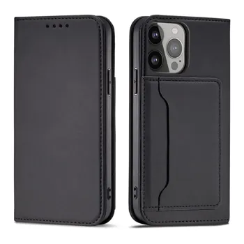 Pouzdro Hurtel Magnet Card Case elegantní knížkové s venkovní kapsou iPhone 13 Mini černé