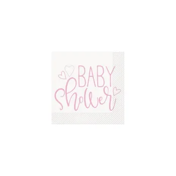 Unique Papírové ubrousky EKO Baby Shower růžové 33x33 cm 16 ks