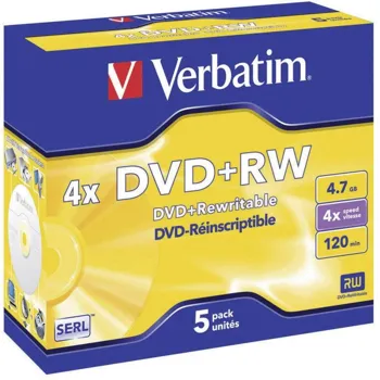 Verbatim DVD+RW 4,7GB 4x, jewel, 5ks (43229)