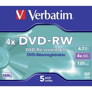 Verbatim DVD-RW 4,7GB 4x, jewel, 5ks (43285)