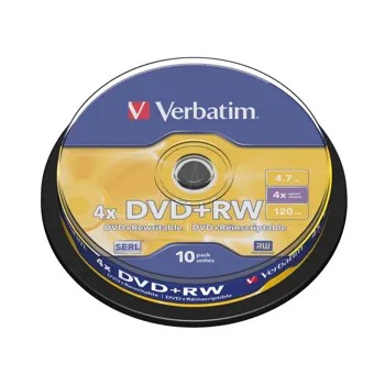 Verbatim DVD+RW 4,7GB 4x, SERL, spindle, 10ks (43488)