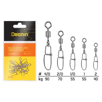 Delphin Karabinka s obratlíkem Rolling swivel with Crosslock snap B-04 2/40kg