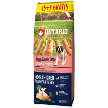 Ontario Puppy & Junior Large Chicken & Potatoes & Herbs 15 kg