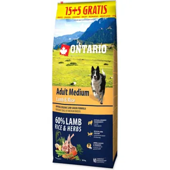 Ontario Adult Medium Lamb & Rice 20 kg