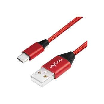 Logilink CU0147 USB 2.0, USB-A male to USB-C male, 0,3m, červený