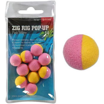 Giants Fishing Pěnové plovoucí boilies Zig Rig Pop-Up 14mm pink-yellow 10ks