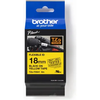 Brother TZ-FX641 / TZe-FX641, 18mm x 8m, černý tisk/žlutý podklad, originální páska