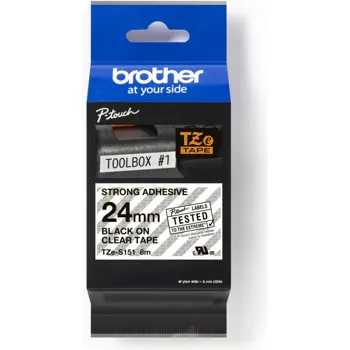 Brother TZ-S151 / TZe-S151, 24mm x 8m, černý tisk/průsvitný podklad, originální páska