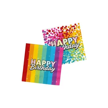 Folat ubrousky papírové Rainbow Bday 20ks 33x33cm