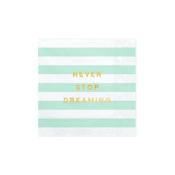 PartyDeco ubrousky YUMMY Never stop dreaming mint 33x33cm