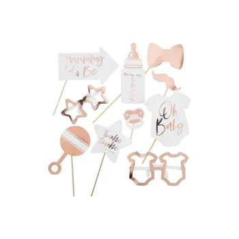 Ginger Ray REKVIZITY do fotokoutku Baby Shower Rose Gold 10ks