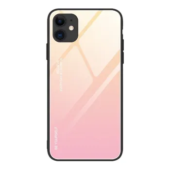 Pouzdro Gradient Glass 9H na zadní část Iphone 12 Mini 5.4" růžové