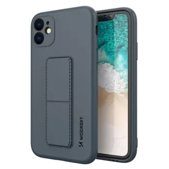 Pouzdro Wozinsky Flexibilní silikonové se stojánkem iPhone 12 Pro navy modré