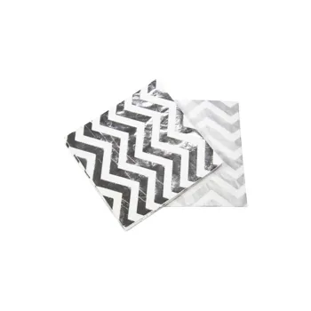 Folat ubrousky papírové Zigzag metalické stříbrné 20ks 33x33cm